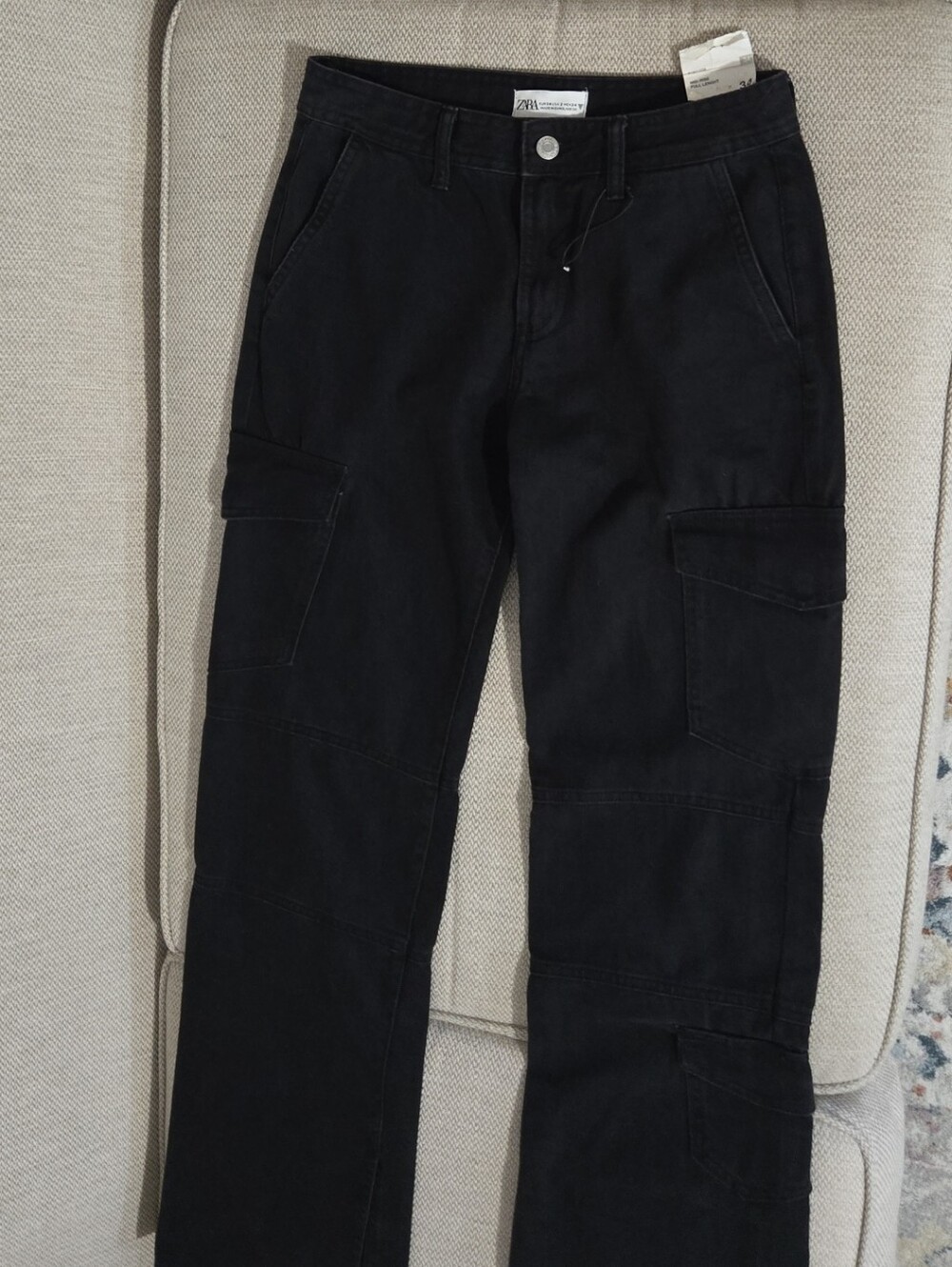 Zara Black Cargo Split Jeans
